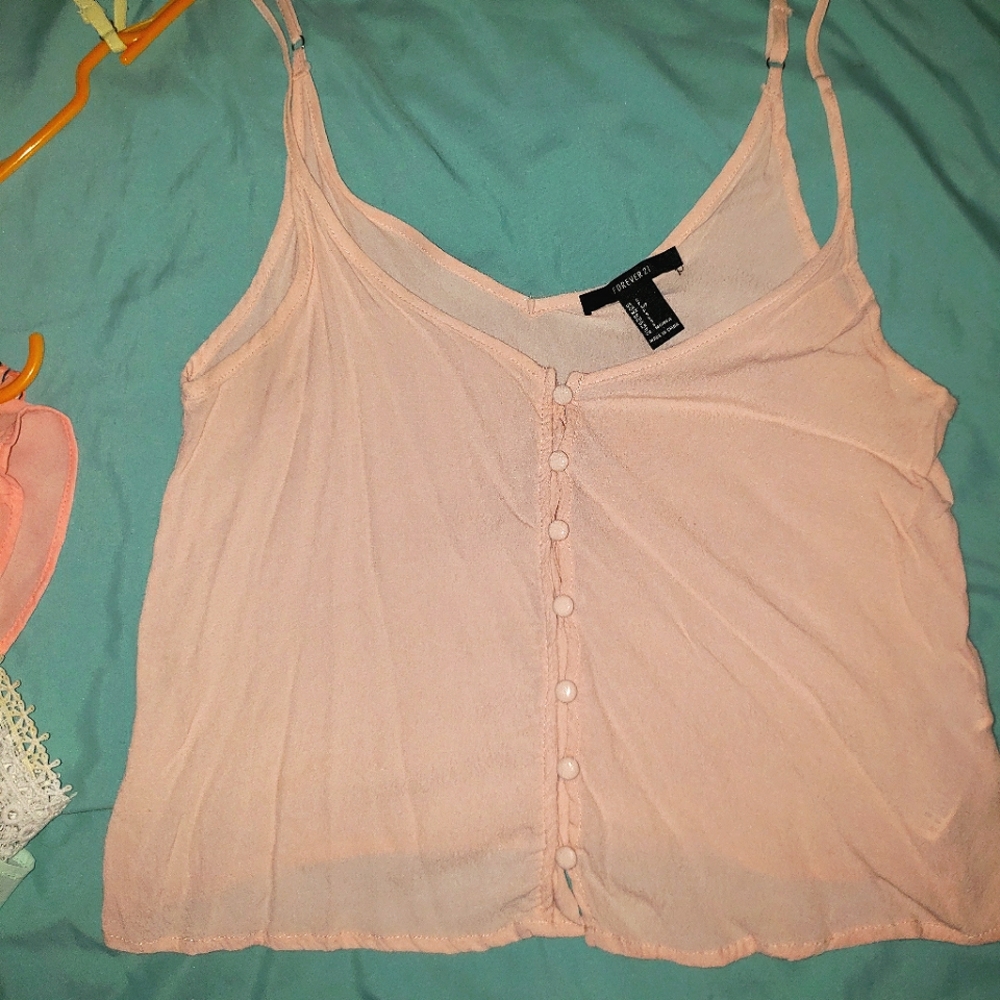 Forever 21 Blouse, Salmon/Baby Pink, Size S